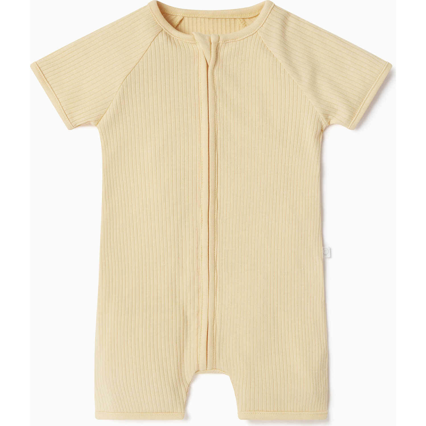 Ribbed Summer Zip-Up Sleepsuit, Yellow - Rompers - 1
