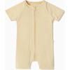 Ribbed Summer Zip-Up Sleepsuit, Yellow - Rompers - 1 - thumbnail