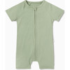 Ribbed Summer Zip-Up Sleepsuit, Sage - Rompers - 1 - thumbnail