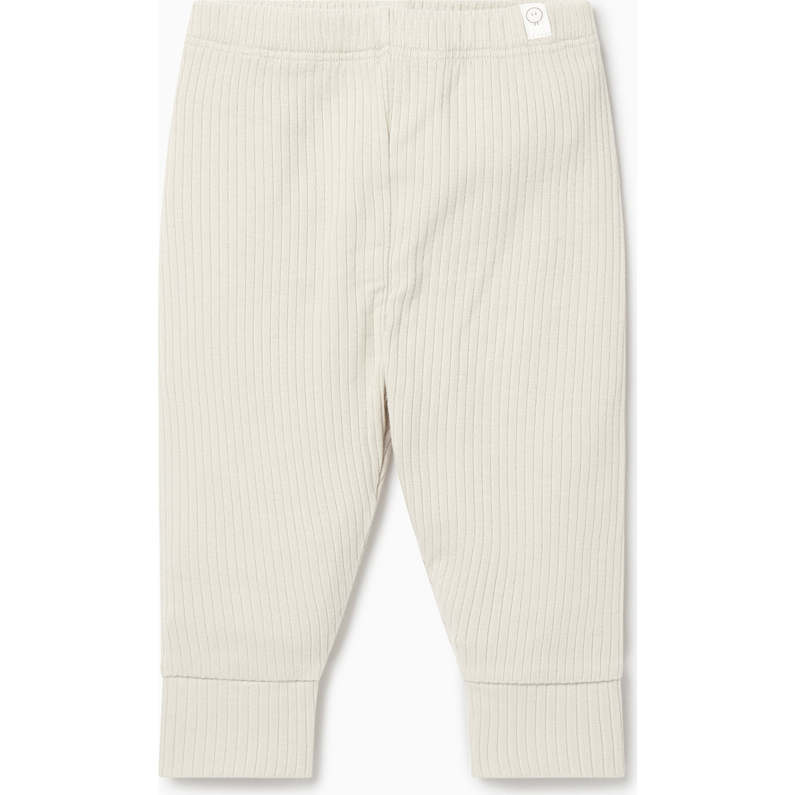 Ribbed Cuffed Leggings, Ecru - Leggings - 1