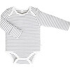 Long Sleeve Bodysuit, Grey Stripe - Onesies - 1 - thumbnail