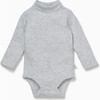 High Roll Neck Bodysuit, Grey Marl - Bodysuits - 1 - thumbnail