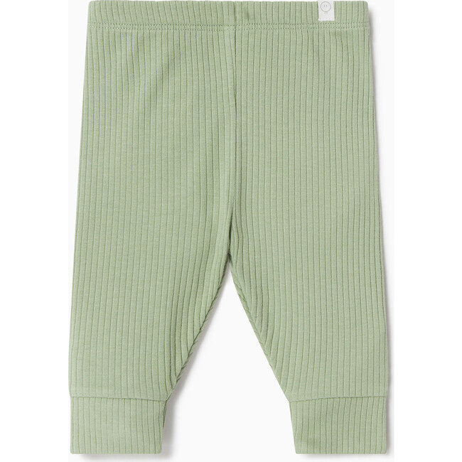 Ribbed Buttoned Neckline Pajamas, Sage - Pajamas - 2
