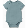 Ribbed Short Sleeve Bodysuit, Sky - Bodysuits - 1 - thumbnail