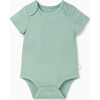 Ribbed Short Sleeve Bodysuit, Mint - Bodysuits - 1 - thumbnail