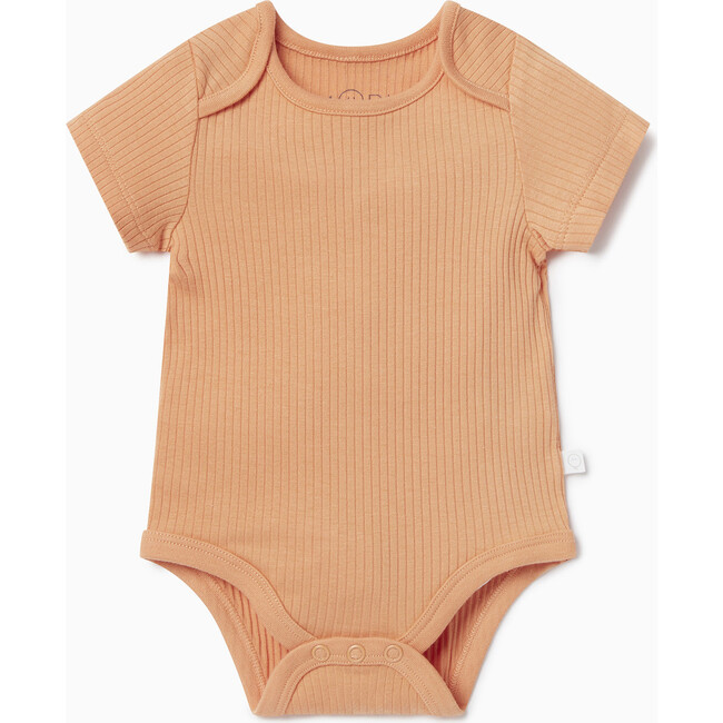 Ribbed Short Sleeve Bodysuit, Orange