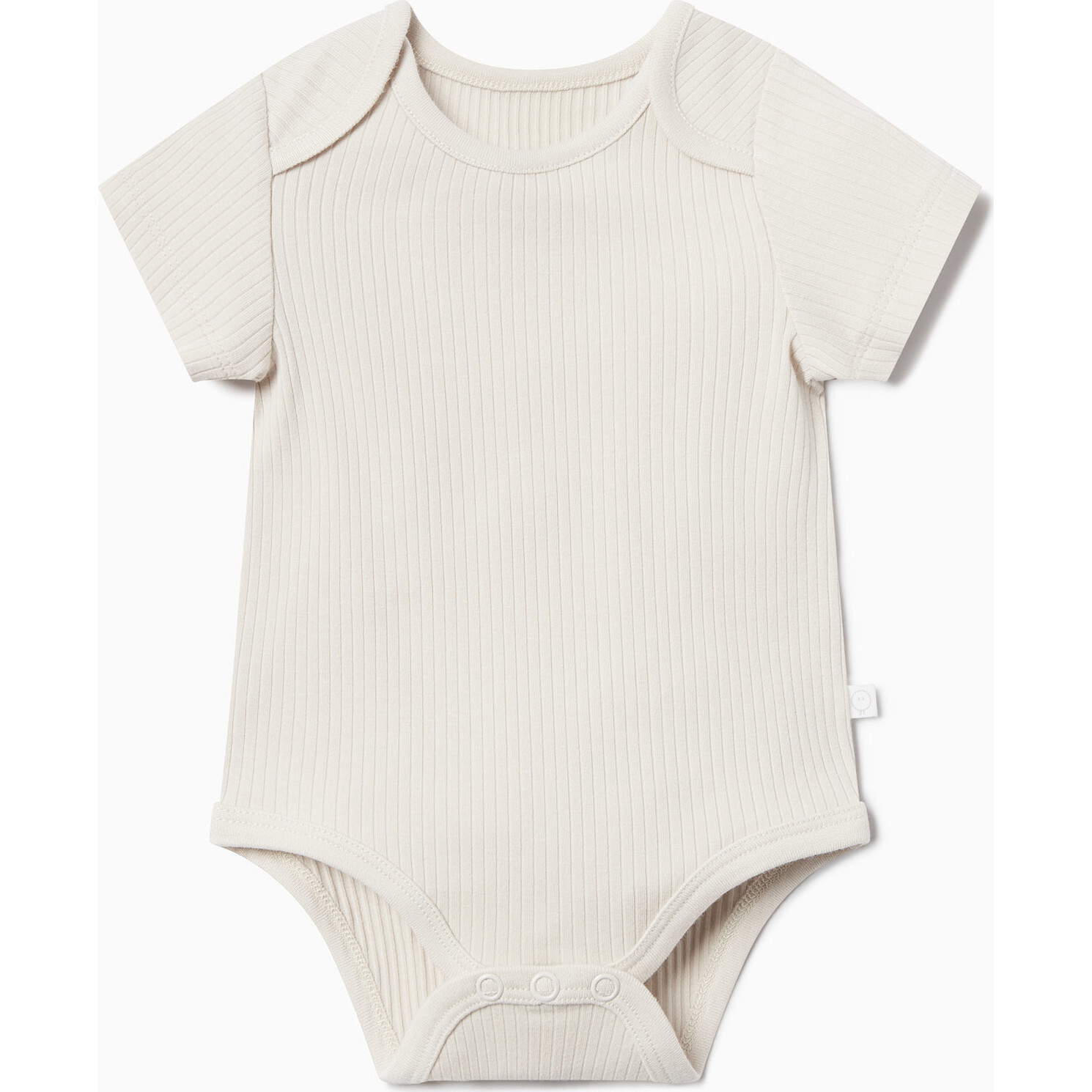 Ribbed Short Sleeve Bodysuit, Ecru - Bodysuits - 1