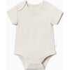 Ribbed Short Sleeve Bodysuit, Ecru - Bodysuits - 1 - thumbnail