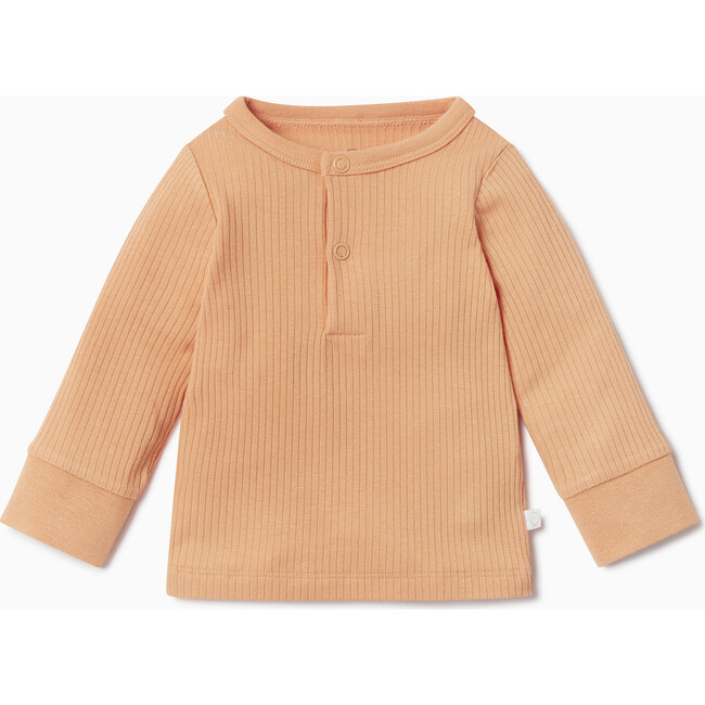 Ribbed Buttoned Neckline Pajamas, Orange