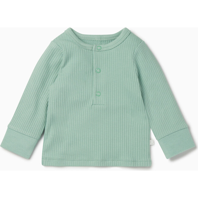 Ribbed Buttoned Neckline Pajamas, Mint