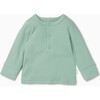 Ribbed Buttoned Neckline Pajamas, Mint - Pajamas - 1 - thumbnail