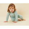 Ribbed Buttoned Neckline Pajamas, Mint - Pajamas - 3