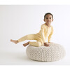 Ribbed Buttoned Neckline Pajamas, Yellow - Pajamas - 3