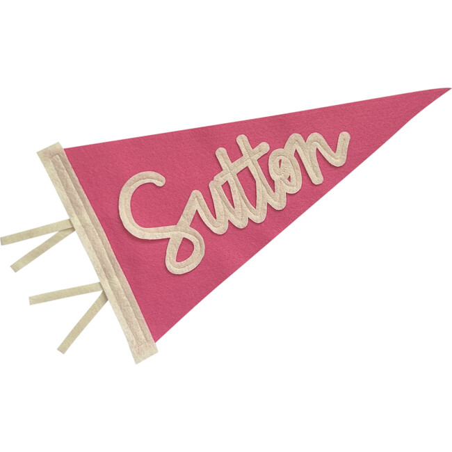 Custom Name Pennant, Candy Pink and Cream - Wall Décor - 1