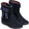 Boots with Bow, Suede Navy - Boots - 1 - thumbnail