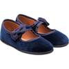 Velvet Bow Mary Jane, Navy - Mary Janes - 1 - thumbnail