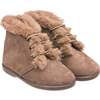Teddy Bootie with Laces, Suede Mink - Booties - 1 - thumbnail