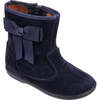 Boots with Bow, Suede Navy - Boots - 2