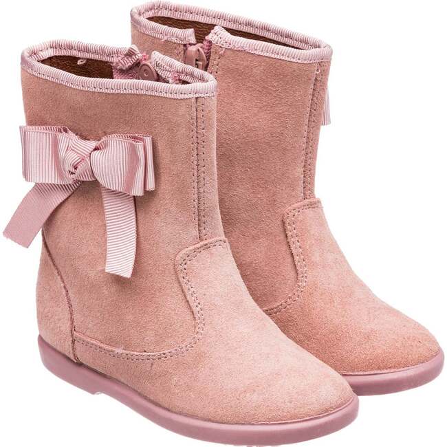 Boots with Bow, Suede Pink