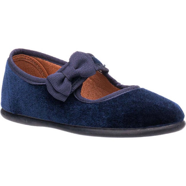 Velvet Bow Mary Jane, Navy - Mary Janes - 2