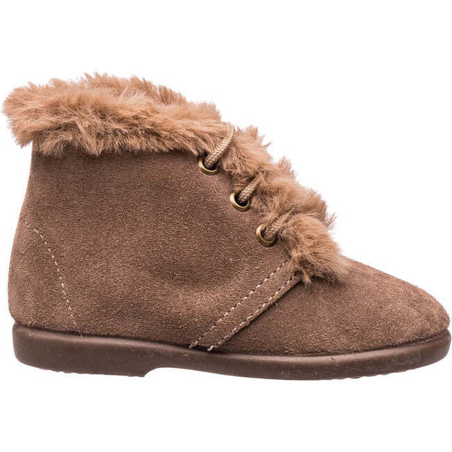 Teddy Bootie with Laces, Suede Mink - Booties - 3