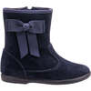 Boots with Bow, Suede Navy - Boots - 4