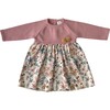 Wild Flower Dusty Pink Knit Dress, Beige Pom pom - Dresses - 1 - thumbnail