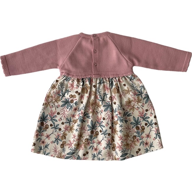 Wild Flower Dusty Pink Knit Dress, Beige Pom pom - Dresses - 2