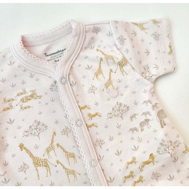 Safari Pima Full Short Sleeve Snap Bodysuit, Pink - Onesies - 2