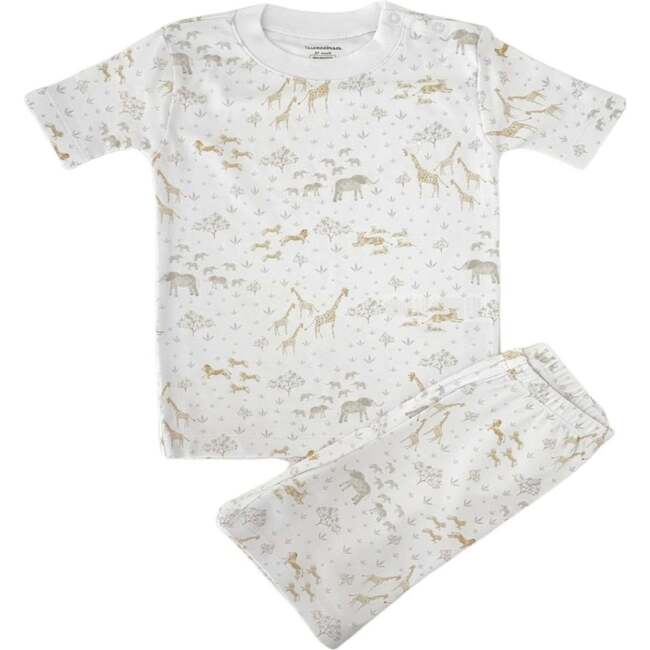 Safari Pima Snug See Short Sleeve Pajama Set, White
