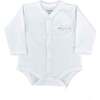 Hello World Pima Long Sleeve Snapped Bodysuit, White - Onesies - 1 - thumbnail