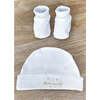 Hello World Pima Cotton Beanie And Socks Set, White (Set Of 2) - Mixed Accessories Set - 3