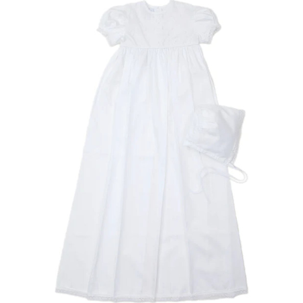 Annalise S/S Christening Gown & Hat Set, White