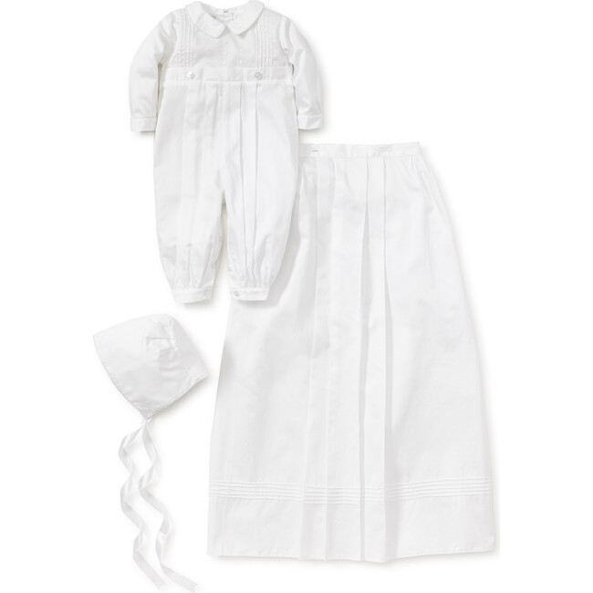 Graham L/S Christening Convertible Gown & Hat Set, White