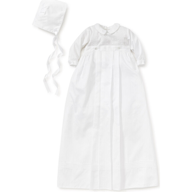 Graham L/S Christening Convertible Gown & Hat Set, White - Rompers - 2