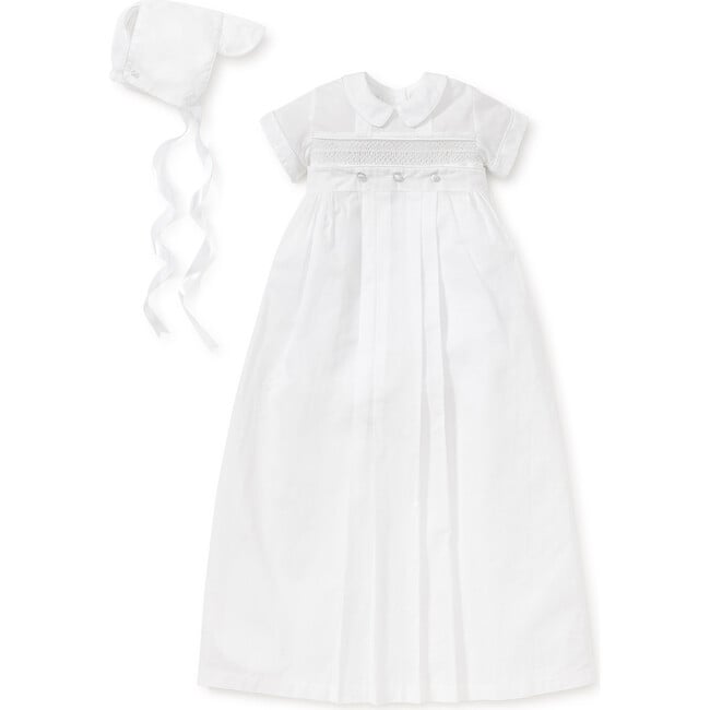 Phillip S/S Convertible Christening Gown & Hat Set, White - Rompers - 3