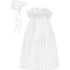 Phillip S/S Convertible Christening Gown & Hat Set, White - Rompers - 3