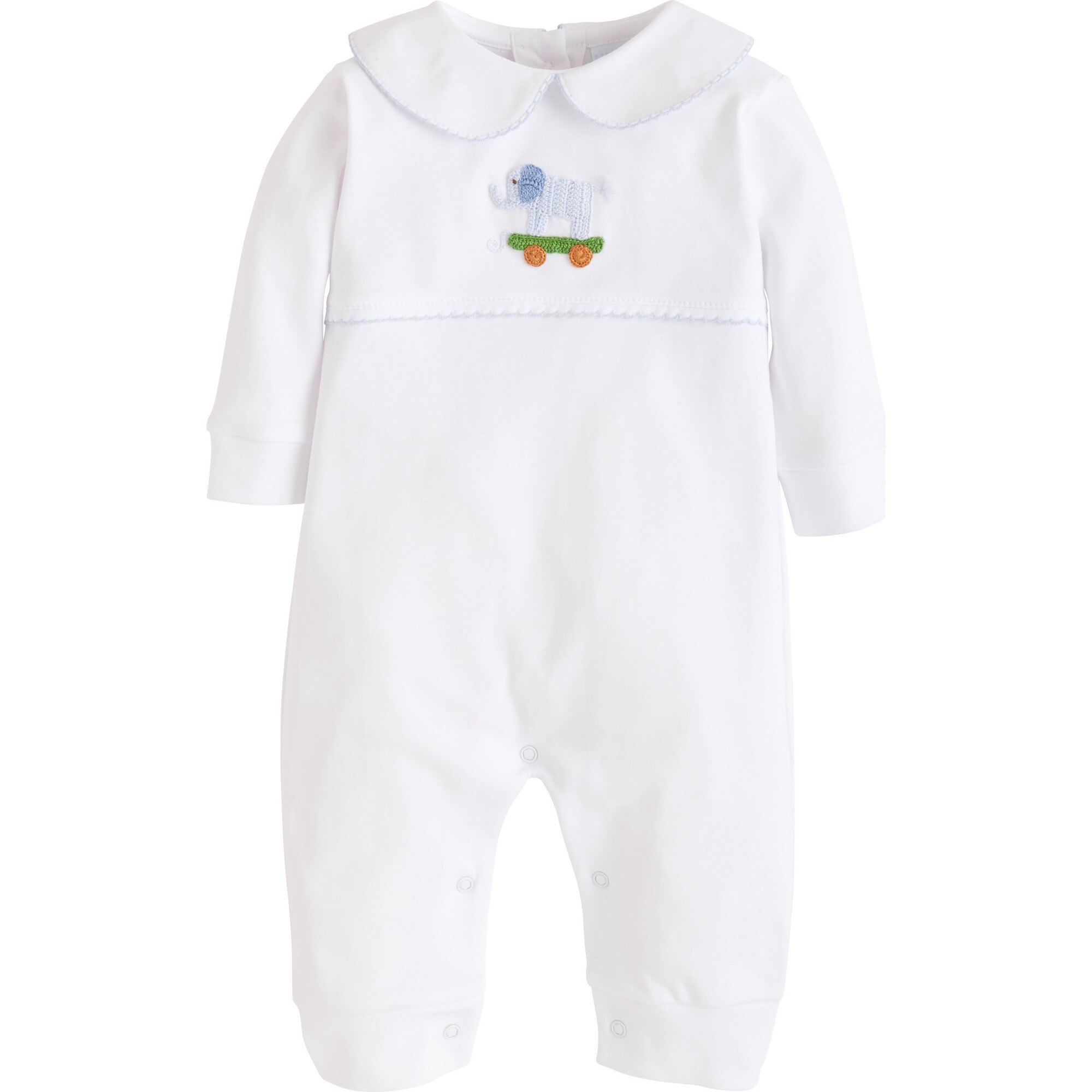 Crochet Playsuit, Blue Elephant - Rompers - 1