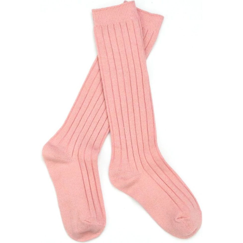 Ribbed Knee High Socks, Vintage Pink - Socks - 1