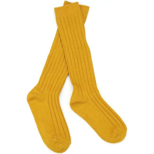 Ribbed Knee High Socks, Mustard