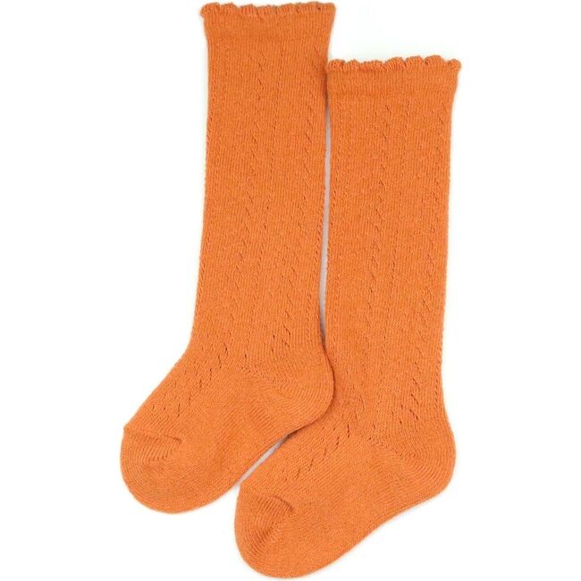 Crochet Knee High Socks, Orange