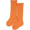 Crochet Knee High Socks, Orange - Socks - 1 - thumbnail