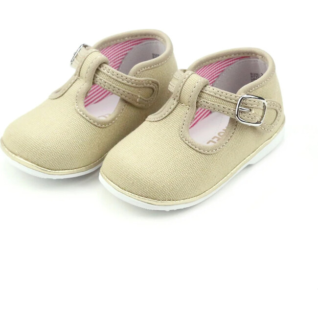 Poppy Canvas T-Strap Mary Jane, Biscuit