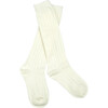 Ribbed Knee High Socks, White - Socks - 1 - thumbnail