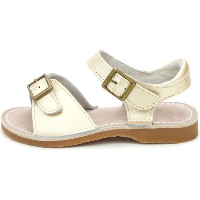 Olivia Leather Buckle Open Toe Sandal, Champagne - Sandals - 3