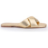 Women's Nancy Square Toe  Cross Knot 2-Strap Metallic Leather Slide, Gold - Sandals - 1 - thumbnail