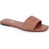 Women's Renee Square Toe Thick Plain Strap Slide, Cognac - Sandals - 2