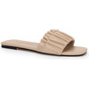 Women's Nyla Square Toe Gathered Ruffle Strap Slide, Beige - Sandals - 4