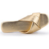 Women's Nancy Square Toe  Cross Knot 2-Strap Metallic Leather Slide, Gold - Sandals - 3