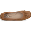 Women's Caroline Square Toe Leather Ballet Flat, Whiskey - Flats - 3